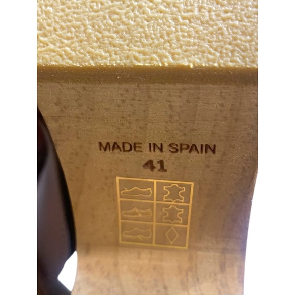 Free People Cedar Wood Leather Clogs Beige Strappy Platform Heels Size 41 US 10 - Picture 8 of 8